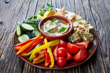 arabic appetizer baba ganoush dip, close up