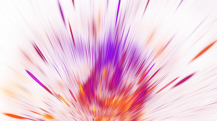 Abstract holiday background with blurred rays and sparkles. Blue and red light effect. Digital fractal art. 3d rendering.