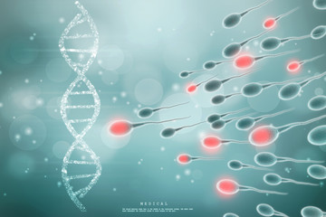 
3d illustration showing sperms
