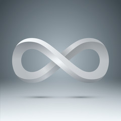 3d white Infinity - realistic icon. Vector eps 10