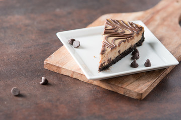 Chocolate peanut butter swirl cheesecake dessert