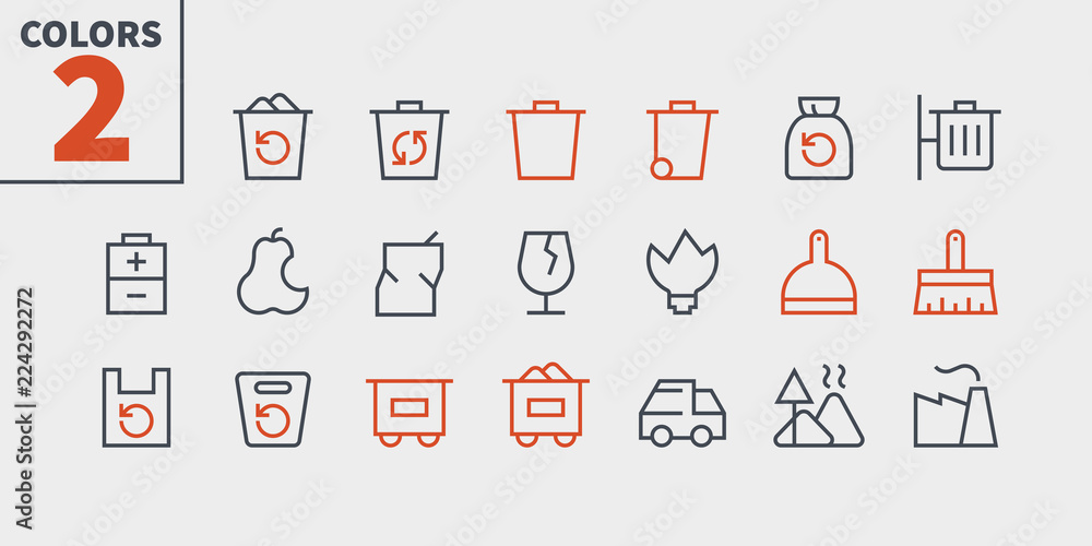 Poster garbage outlined pixel perfect well-crafted vector thin line icons 48x48 ready for 24x24 grid for we