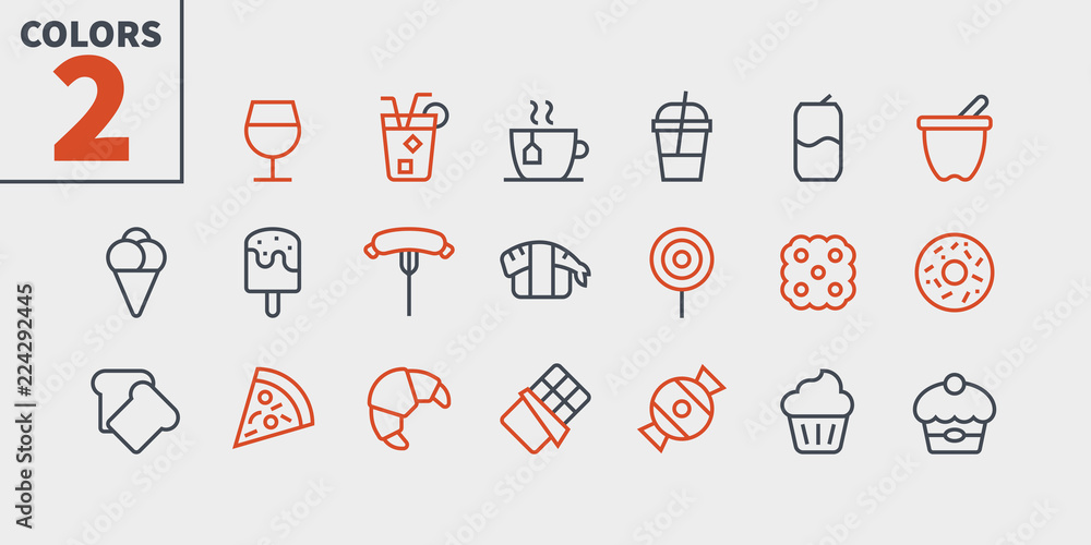 Poster food ui pixel perfect well-crafted vector thin line icons 48x48 ready for 24x24 grid for web graphic