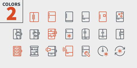Fridge UI Pixel Perfect Well-crafted Vector Thin Line Icons 48x48 Ready for 24x24 Grid for Web Graphics and Apps with Editable Stroke. Simple Minimal Pictogram Part 1-2