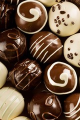 Assorted Dark, Milk and White Chocolate Candies / Pralines