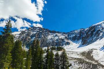Beautiful autumn scenery in Telluride, Colorado, on a bright autumn day