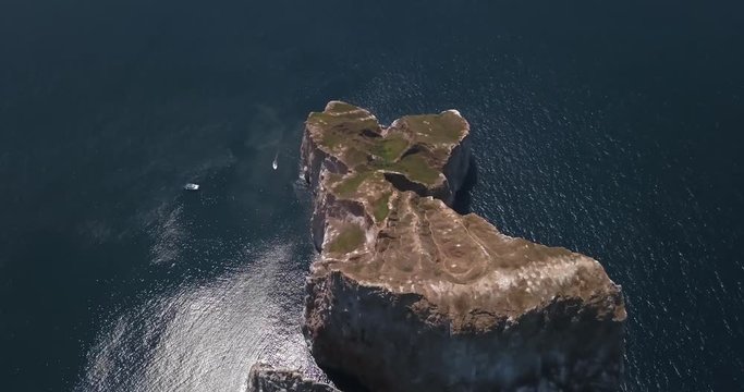 Drone shot of Kicker Rock or Le&radic;&ge;n Dormido in the Galapagos Islands
