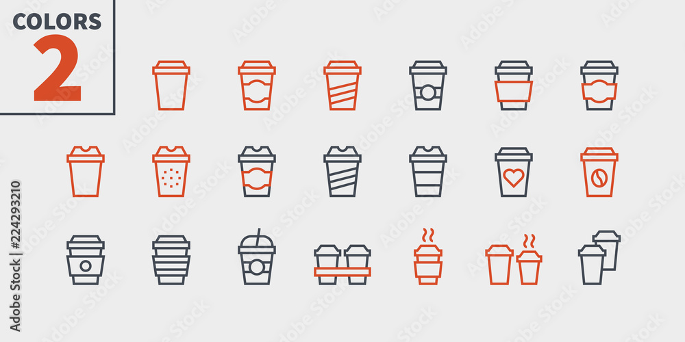 Poster coffee to go food ui pixel perfect well-crafted vector thin line icons 48x48 ready for 24x24 grid fo