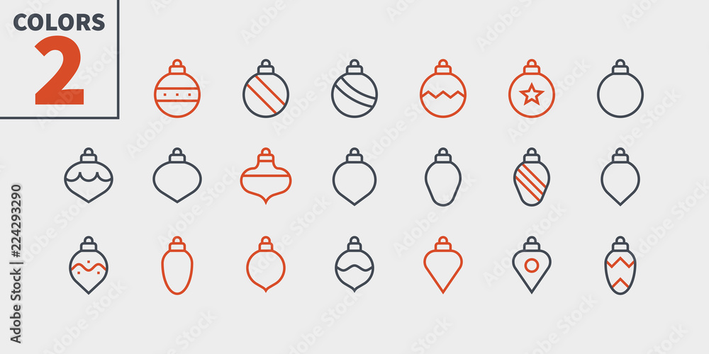 Aufkleber toys on the christmas tree pixel perfect icons well-crafted vector thin line icons 48x48 ready for 2
