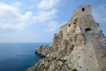 Fototapeta na wymiar Puglia, Italy, Torrione dei Cavalieri of San Nicola Island in the Tremiti archipelago in a summer day
