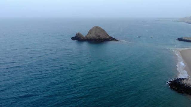 Aerial shot of Snoopy Island In Fujairah UAE