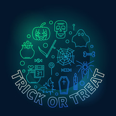 Trick or Treat round vector Halloween colored illustration