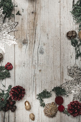 Festive Christmas Composition on a wooden background