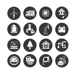 industry icon set in circle buttons