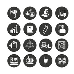Fototapeta premium industry icon set in circle buttons