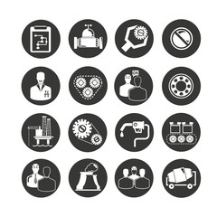 industry icon set in circle buttons