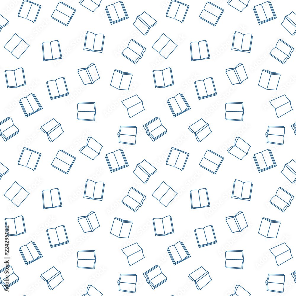 Poster books vector minimal seamless pattern in outline style