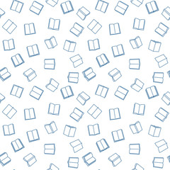 Books vector minimal seamless pattern in outline style