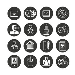 office icon set in circle buttons