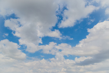 Fototapeta na wymiar White sparse clouds over blue sky