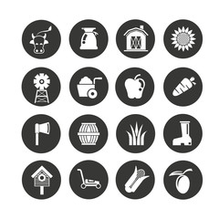 agriculture and farm icon set in circle buttons