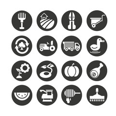 agriculture and farm icon set in circle buttons