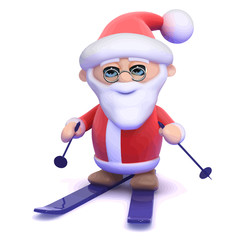 Vector 3d Santa on skis