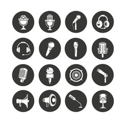microphone icon set in circle button