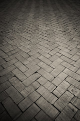 Black brick paving stones floor
