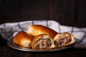 pies with meat close-up