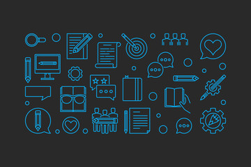 Content Marketing vector outline horizontal banner