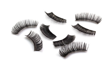 Used Black false eyelash isolated on white