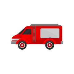 Red van, emergency vehicle, side view vector Illustration on a white background