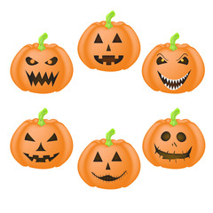 set of jack o' lantern illustration