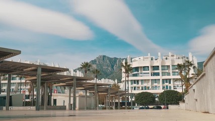4K 25fps Buildings with mountain La Concha