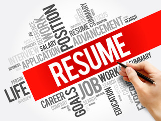 Resume word cloud collage, business concept background