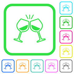 Toasting with wine vivid colored flat icons