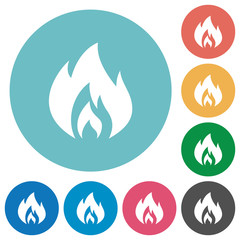 Flame flat round icons