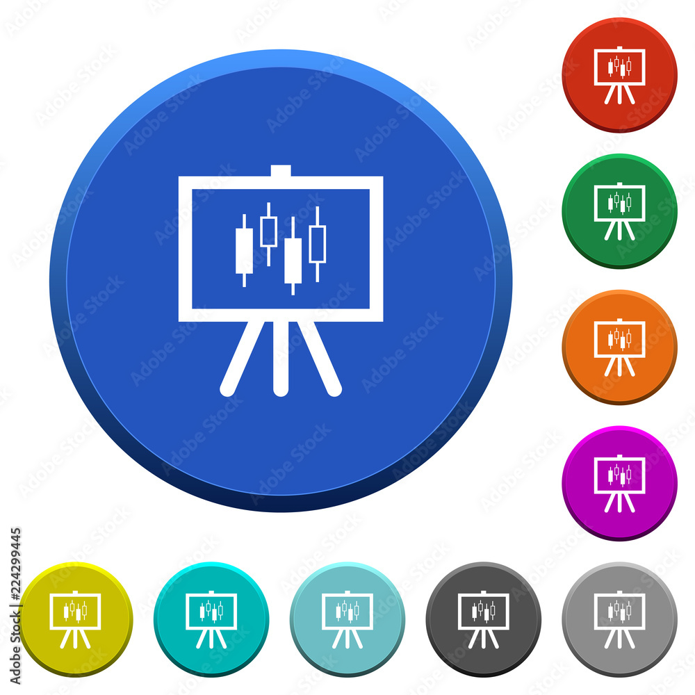 Poster presentation table with candlestick chart beveled buttons