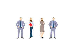 Group of business men and women, working people on white background. Business team and teamwork concept. Group of Business People Isolated.