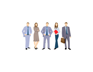 Group of business men and women, working people on white background. Business team and teamwork concept. Group of Business People Isolated.