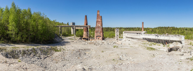 View of the territory of the marble-limestone plant, Russia