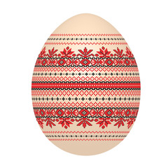 the easter egg with ukrainian cross-stitch ethnic pattern. pysanka ornament. isolated vector.
