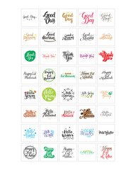 words sentence typography typographic writing script image vector icon symbol set