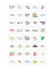 words sentence typography typographic writing script image vector icon symbol set
