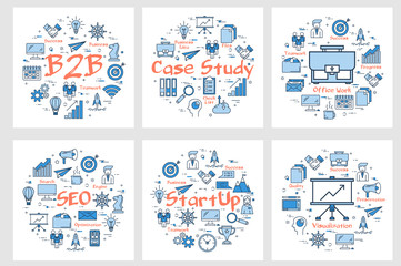 Fototapeta premium Banners - b2b concept, case study, startup and seo