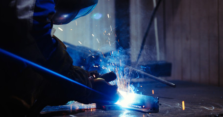 Metal cutting with acetylene torch in industry
