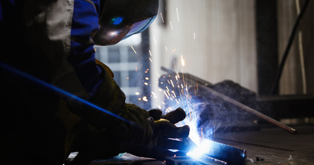 Metal cutting with acetylene torch in industry
