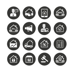 Fototapeta premium real estate icon set in circle button