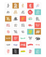 words sentence typography typographic writing script image vector icon symbol set